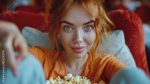 Woman Holding Bowl of Popcorn