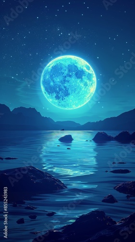 Full Moon Reflecting on Water