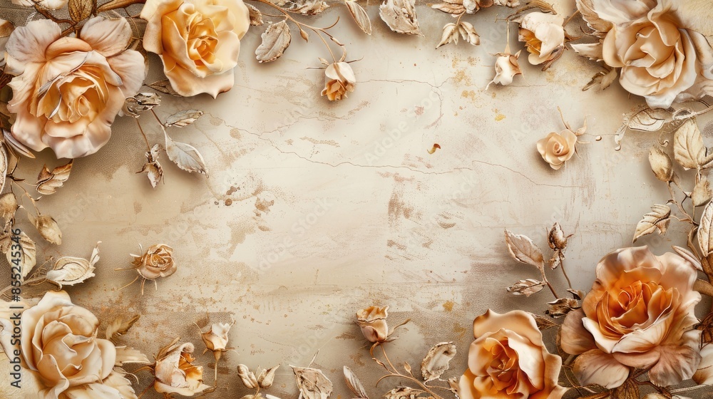 Obraz premium Vintage Border with Sepia Roses