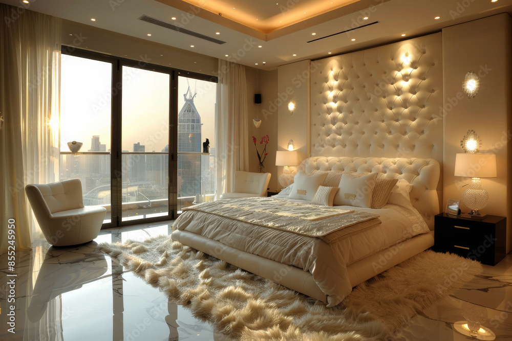 Luxurious Modern Bedroom with Marble Accents Luxurious Modern Bedroom with Marble Accents