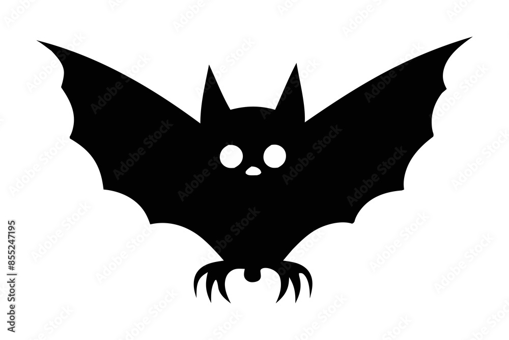 Black silhouette of a bat isolated on a white background. Concept of nocturnal wildlife, Halloween symbol, minimalist style, mysterious creature. Print, icon, design element. Black silhouette of a bat isolated on a white background. Concept of nocturnal wildlife, Halloween symbol, minimalist style, mysterious creature. Print, icon, design element.