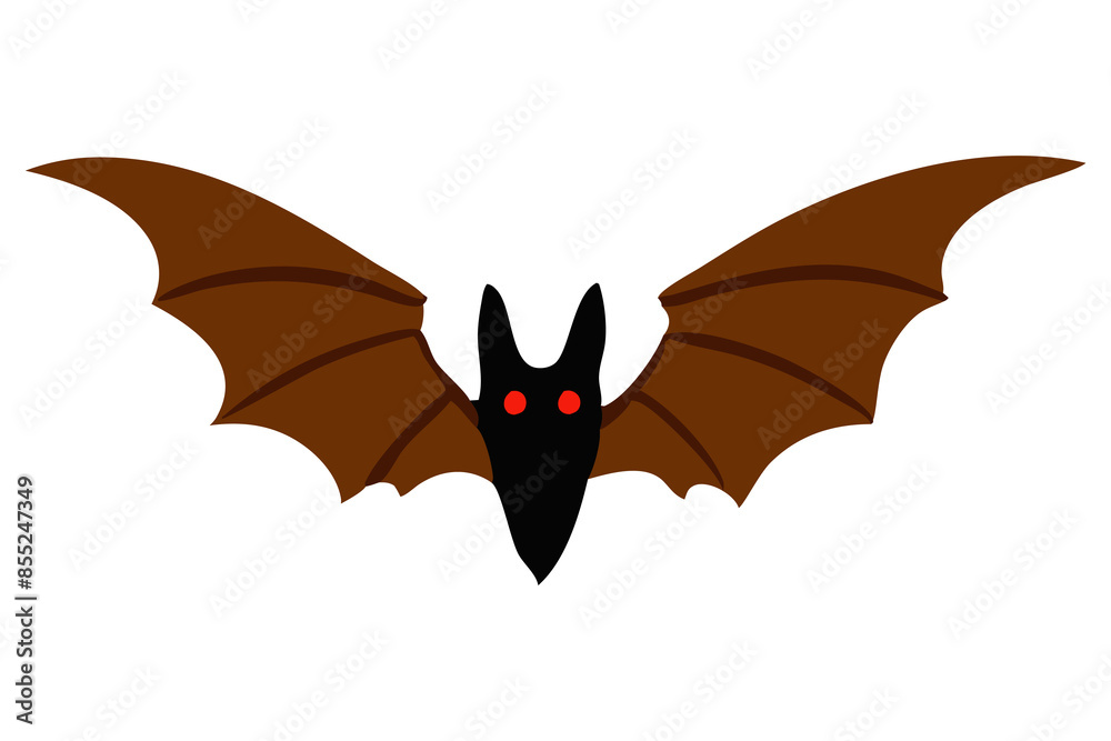 Black silhouette of a bat with glowing eyes and spread wings isolated on a white background. Concept of nocturnal wildlife, Halloween symbol, minimalist style. Print, icon, design element. Black silhouette of a bat with glowing eyes and spread wings isolated on a white background. Concept of nocturnal wildlife, Halloween symbol, minimalist style. Print, icon, design element.
