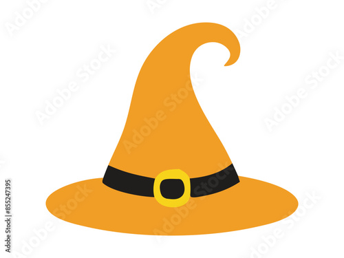 Witch hat isolated on a white background. Wizard hat. Concept of fantasy accessory, magical item, Halloween, minimalist style, enchantment symbol. Print, design element.
