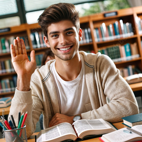 Happy young male posing on different occassions photo