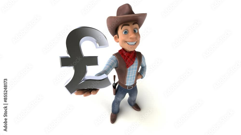 Fun 3D cartoon fun cowboy with alpha channel
