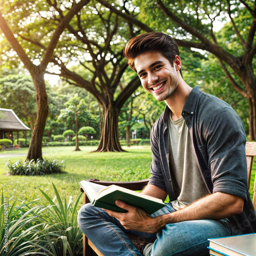 Happy young male posing on different occassions photo