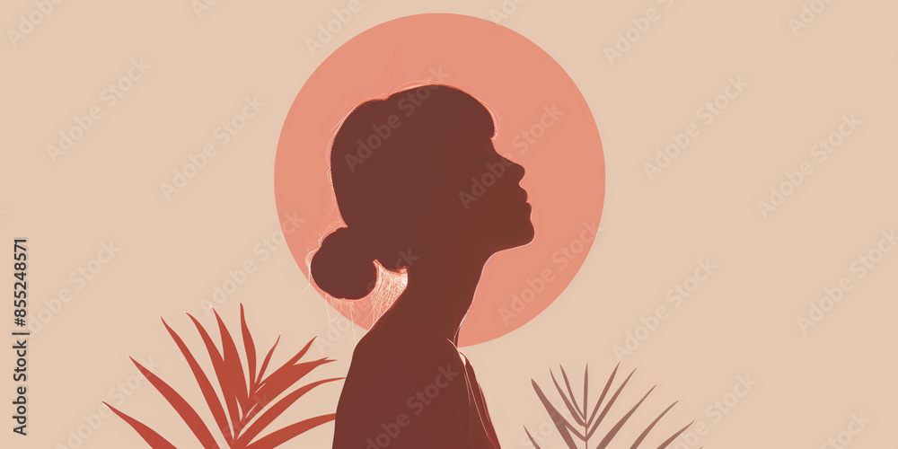 A womans silhouette with a palm leaf design against a red circle on a cream background International Day of the Disappeared A womans silhouette with a palm leaf design against a red circle on a cream background International Day of the Disappeared