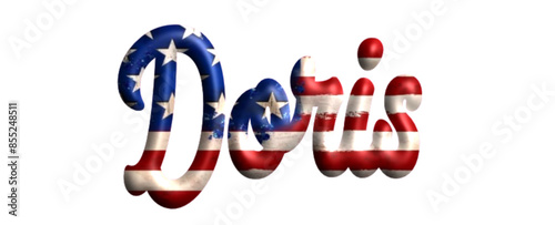 Doris - Bandiera degli Stati Uniti - nome proprio - scrittura tubolare effetto tridimensionale - Grafica vettoriale - Parola auguri, banner, biglietti, stampe, cricut, silhouette, sublimazione