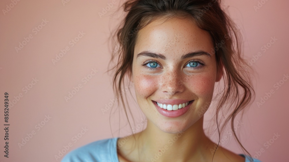 Attractive Young Woman Posing With Blue Eyes