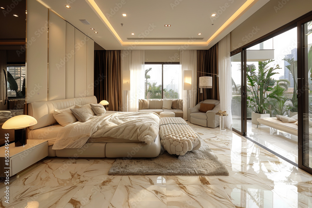 Bright Elegant Bedroom with French Doors Bright Elegant Bedroom with French Doors