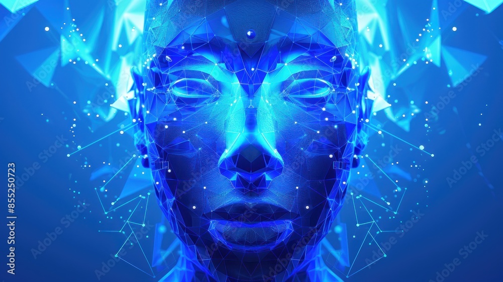 Futuristic virtual face shape with artificial intelligence integrated with advanced digital technology circuits. Futuristic virtual face shape with artificial intelligence integrated with advanced digital technology circuits.