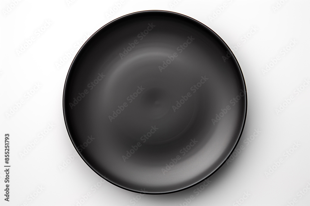 A black plate top view isolated on clear white background A black plate top view isolated on clear white background