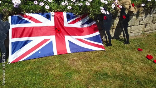 8 May 2020, UK: 75 years since Nazi Germany's formal surrender at the end of the Second World War. On VE (Victory in Europe) Day in 1945, preparations streets  in Ackworth, UK  photo