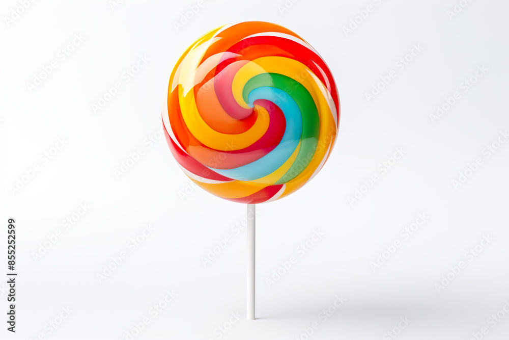 A delicious colourful round lollipop isolated on clear white background A delicious colourful round lollipop isolated on clear white background