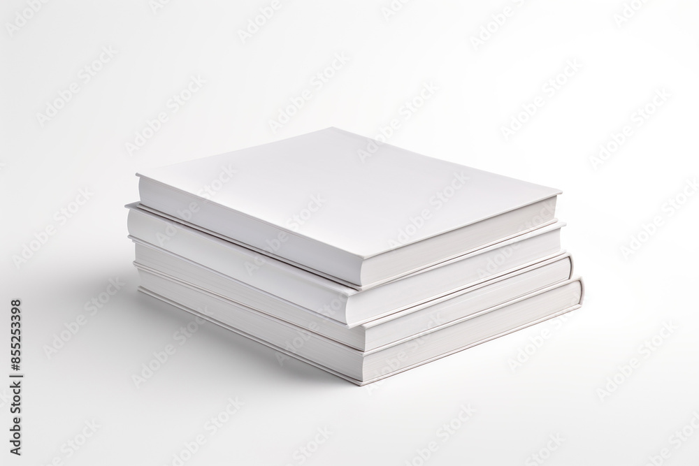A stack of white books isolated on clear white background A stack of white books isolated on clear white background