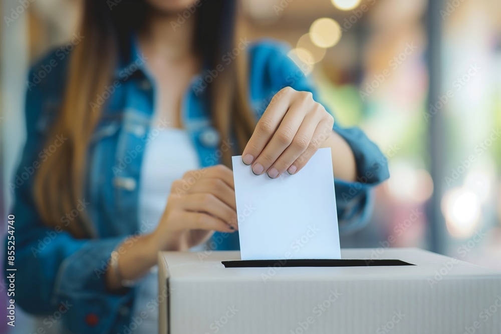 woman putting her vote into the ballot box, step-by-step guide, how a woman puts his vote into the ballot box, the importance of civic duty woman putting her vote into the ballot box, step-by-step guide, how a woman puts his vote into the ballot box, the importance of civic duty