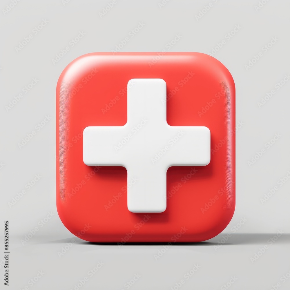 A 3D illustration of an ambulance icon featuring a white cross on a red background, symbolizing emergency medical services. A 3D illustration of an ambulance icon featuring a white cross on a red background, symbolizing emergency medical services.