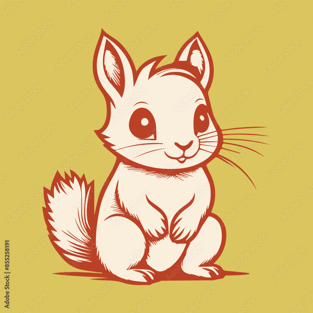 Obraz premium squirrel with a nut vintage vector design