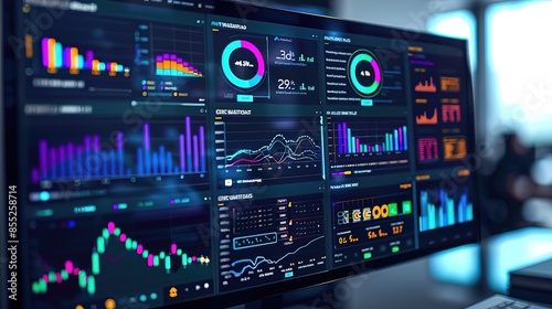 Analyst working on data analysis or BI dashboard on computer monitor Business team analyzing financial data by Fintech in corporate office for business marketing and strategy planning Trailblazing
