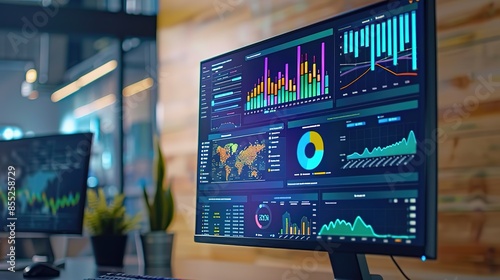 Analyst working on data analysis or BI dashboard on computer monitor Business team analyzing financial data by Fintech in corporate office for business marketing and strategy planning Trailblazing