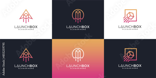 Collection of box express vector logo. Abstract high speed box design idea.