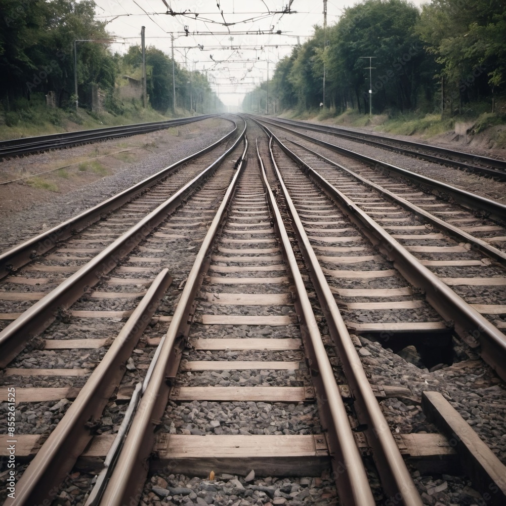 railroad tracks in the countryside railroad tracks in the countryside