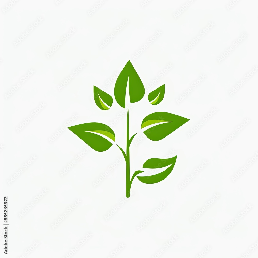 Obraz premium A simple, green plant logo design on a white background. Generative AI