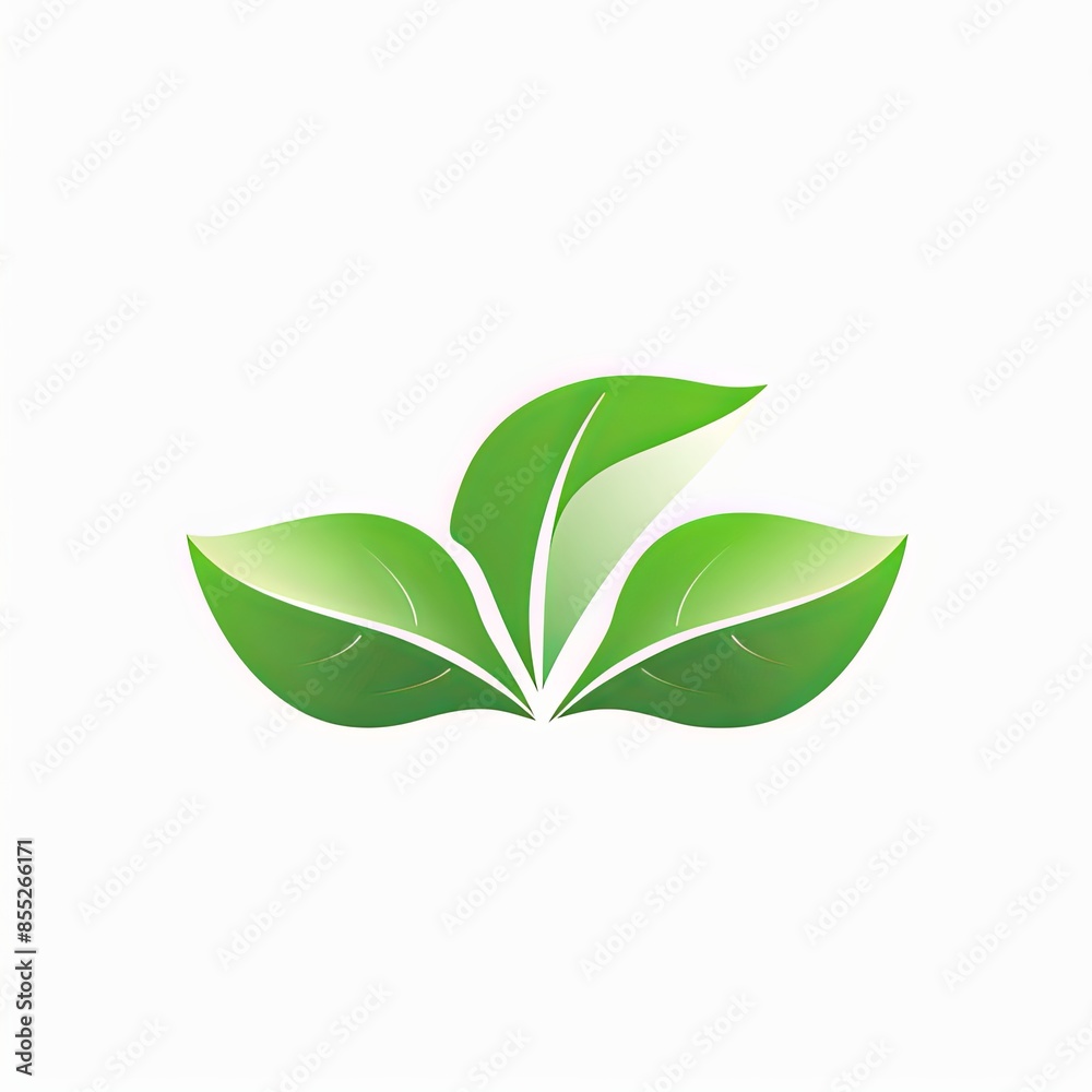 A simple logo design featuring three green leaves on a white background. Generative AI A simple logo design featuring three green leaves on a white background. Generative AI