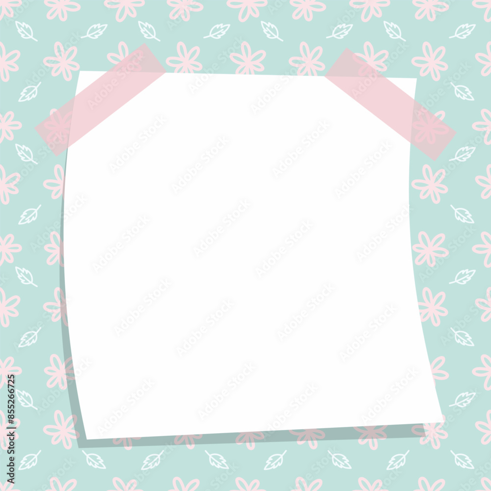 Cute kawaii hand drawn floral blossom with leaves pattern notepad background Cute kawaii hand drawn floral blossom with leaves pattern notepad background