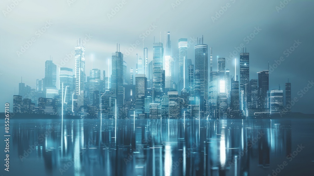 Futuristic skyline with tech-inspired designs Futuristic skyline with tech-inspired designs