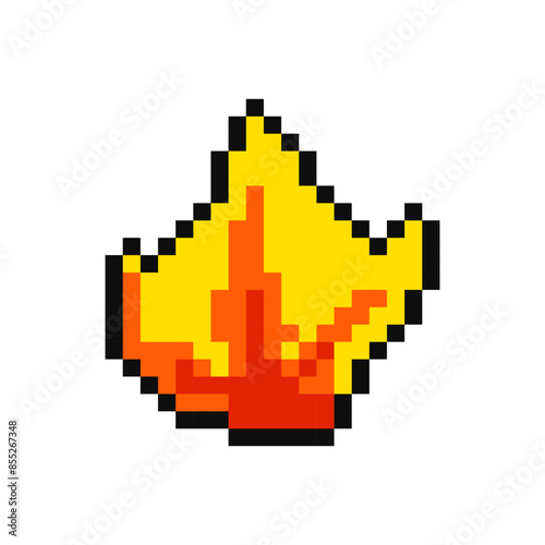 Wallpaper Mural Bonfire, pixel item for game interface. Fire magic game element. Flame, 8 bit resource. Torontodigital.ca
