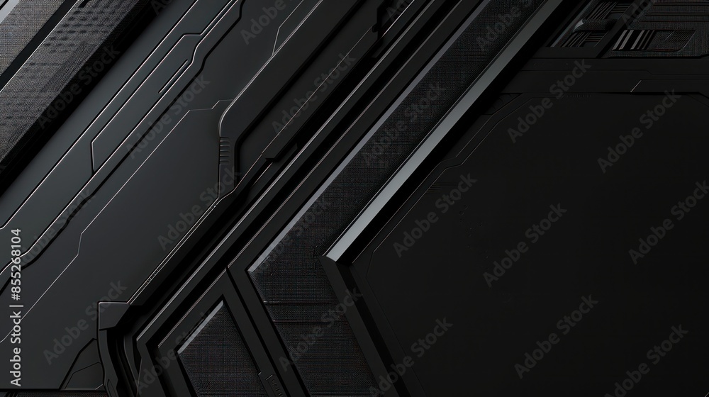 Obraz premium Abstract image featuring a series of black textured panels with a futuristic and modern design aesthetic