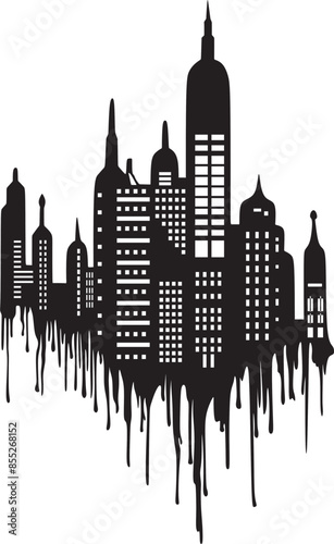 Silhouette of a modern city on a white background. Vector illustration