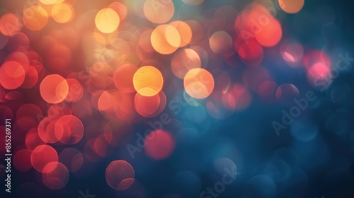 Abstract background of colorful bokeh lights with a soft blurry effect, creating a festive and magical atmosphere