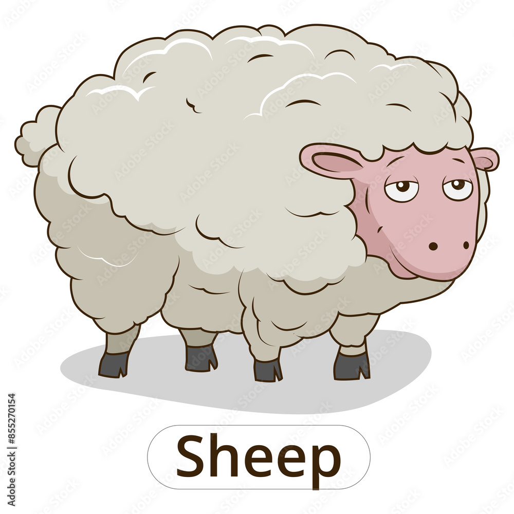 Obraz premium Sheep animal cartoon colorfil PNG illustration for children