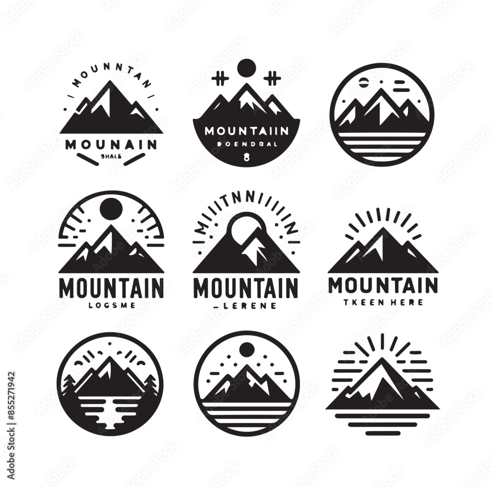 Mountain Shape for Logo, mountain silhouettes, set of blue rocky mountain silhouettes, isolated on white background.Vector illustration Mountain Shape for Logo, mountain silhouettes, set of blue rocky mountain silhouettes, isolated on white background.Vector illustration