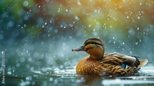 Duck Floating on Body of Water