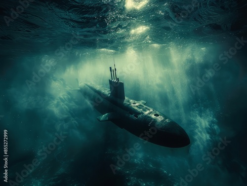Wallpaper Mural  A military submarine submerged in the deep ocean Torontodigital.ca