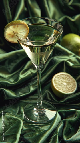 Refreshing Green Drink With Lime Slice