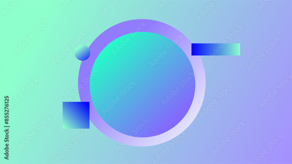 Blue green bevel circles with geometric shapes additions background Blue green bevel circles with geometric shapes additions background