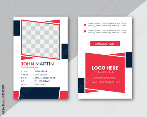Vertical Id card design Template. Modern and minimalist id card template. Creative id card design for your company employee.