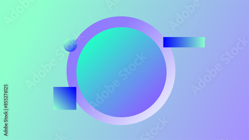 Blue green bevel circles with geometric shapes additions background