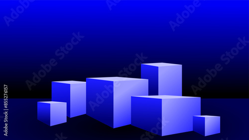 Cubes 3D elements with bluish silver white copy space circle frame background