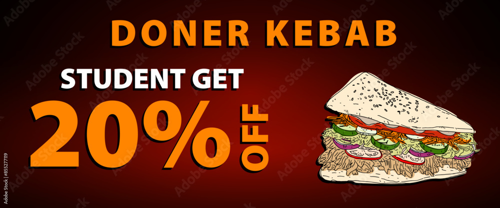 Doner kebab Hand drawn vector illustration. Making doner kebab and ...