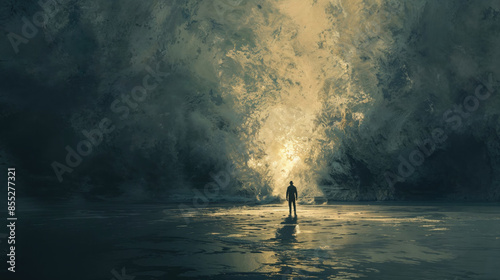 Wallpaper Mural Solitude or Loneliness Concept with Person in an Empty Space. Contemporary Concept Illustration with copy-space. Torontodigital.ca