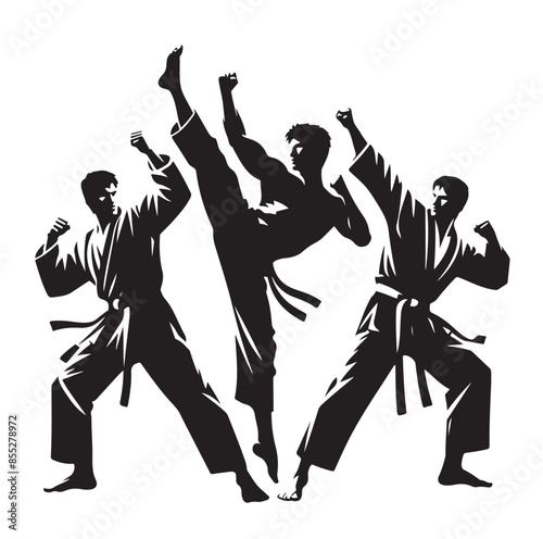 Set of Martial Arts Silhouette Vector Design