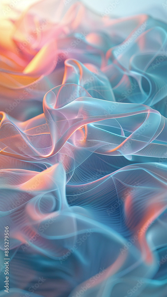 Fototapeta premium Transcendent Hues: Abstract Wallart Blending Vibrant Waves of Color, Ideal for Modern Wallpaper