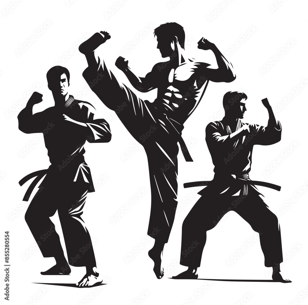 Set of Martial Arts Silhouette Vector Design Set of Martial Arts Silhouette Vector Design
