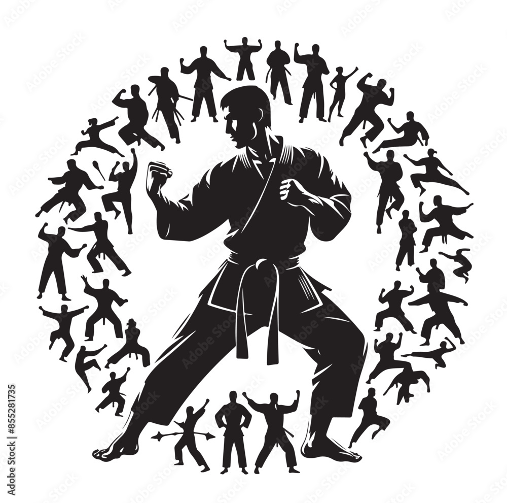 Fototapeta premium Set of Martial Arts Silhouette Vector Design