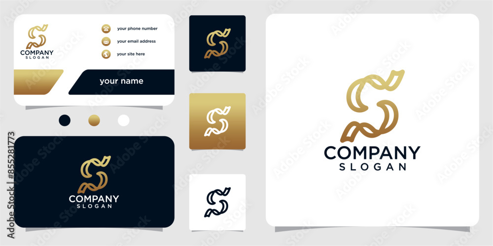 Letter S logo collection initial logo inspiration creative concept with gold gradient color Letter S logo collection initial logo inspiration creative concept with gold gradient color